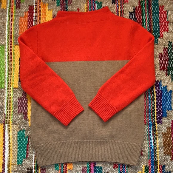 J Crew Merino Wool Color Block Mock Neck Sweater - Picture 2 of 3
